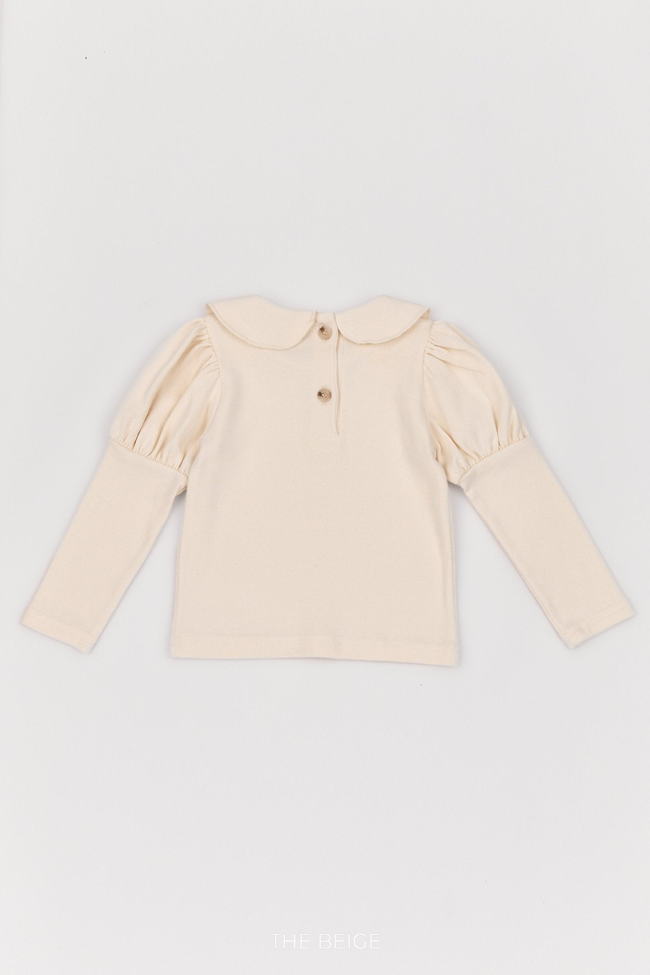 ［The beige］Embroidery Collar Tee