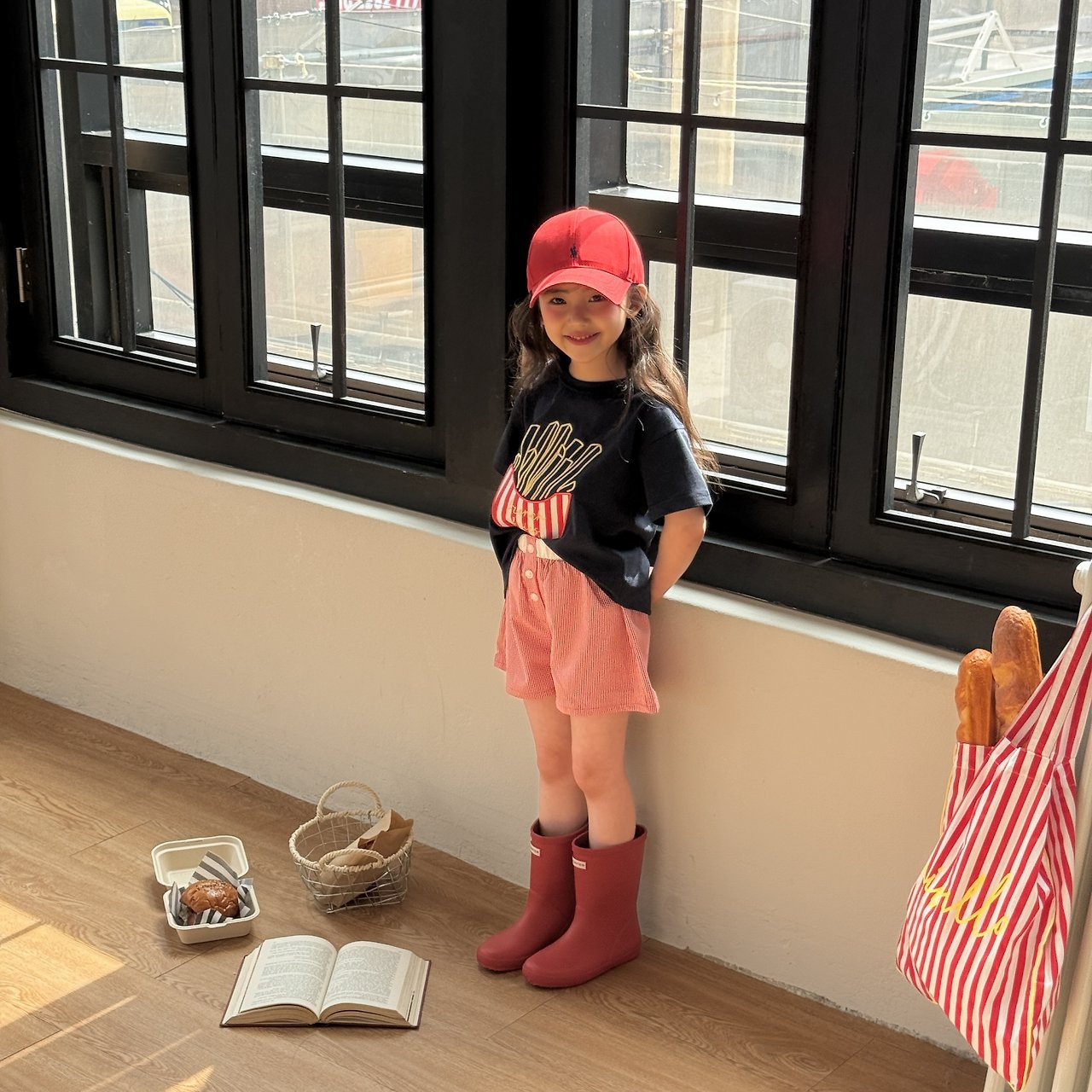 ［ninibello］Coby stripe button short pants