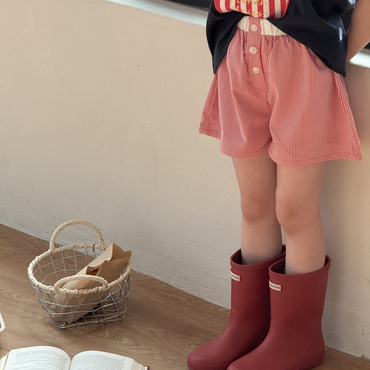［ninibello］Coby stripe button short pants