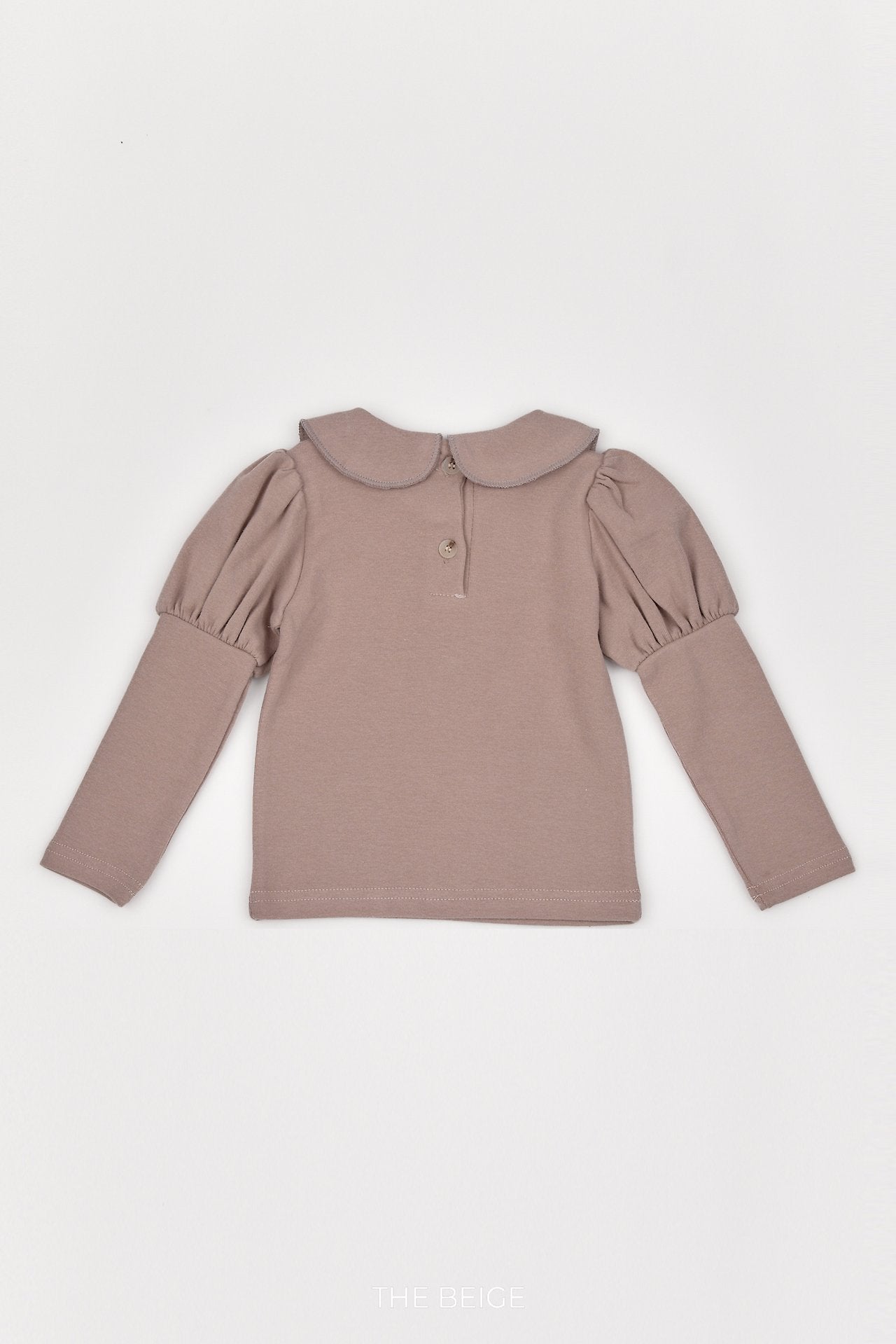 ［The beige］Embroidery Collar Tee