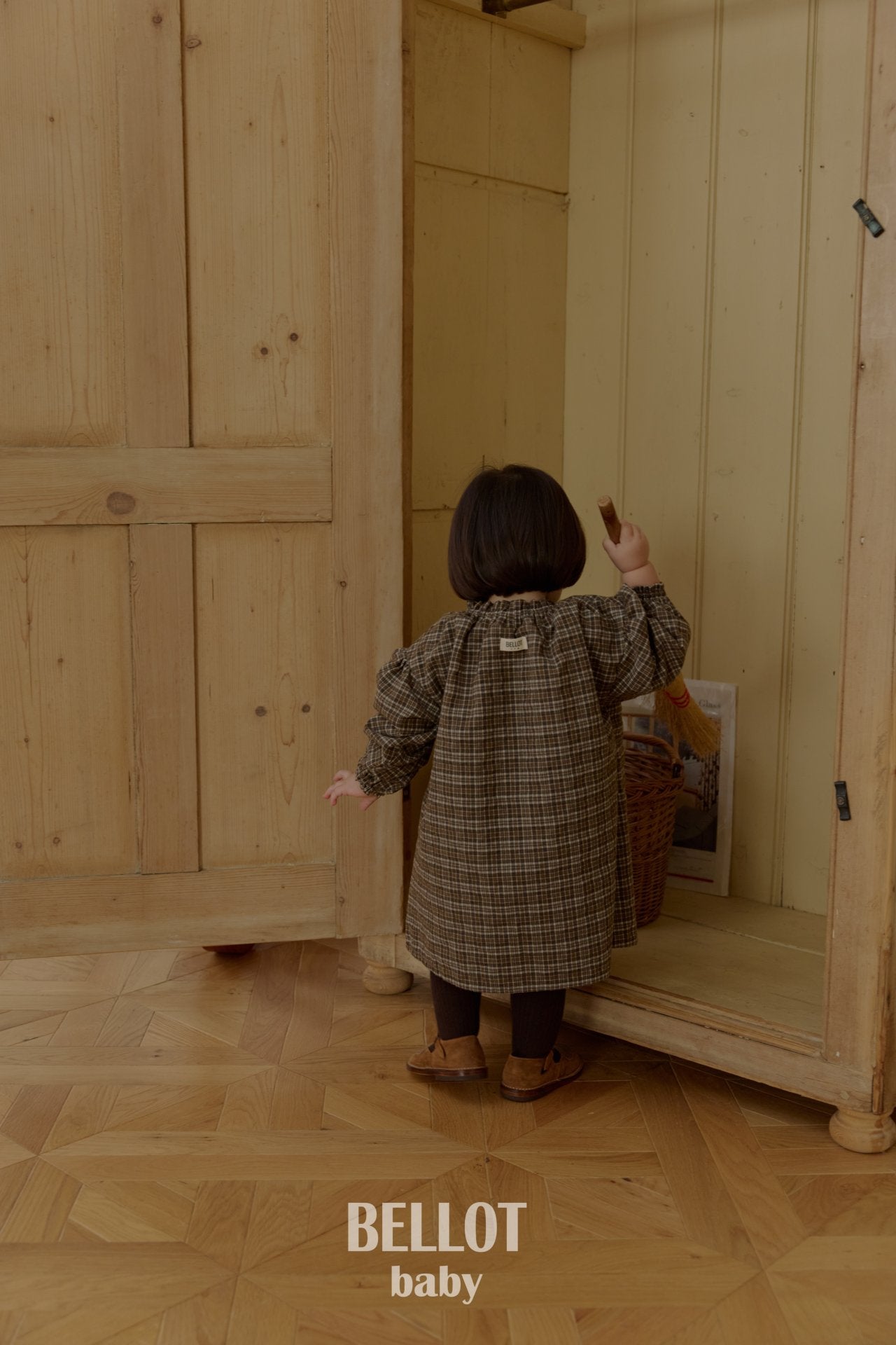 ［BELLOT］Peach check one-piece (baby)