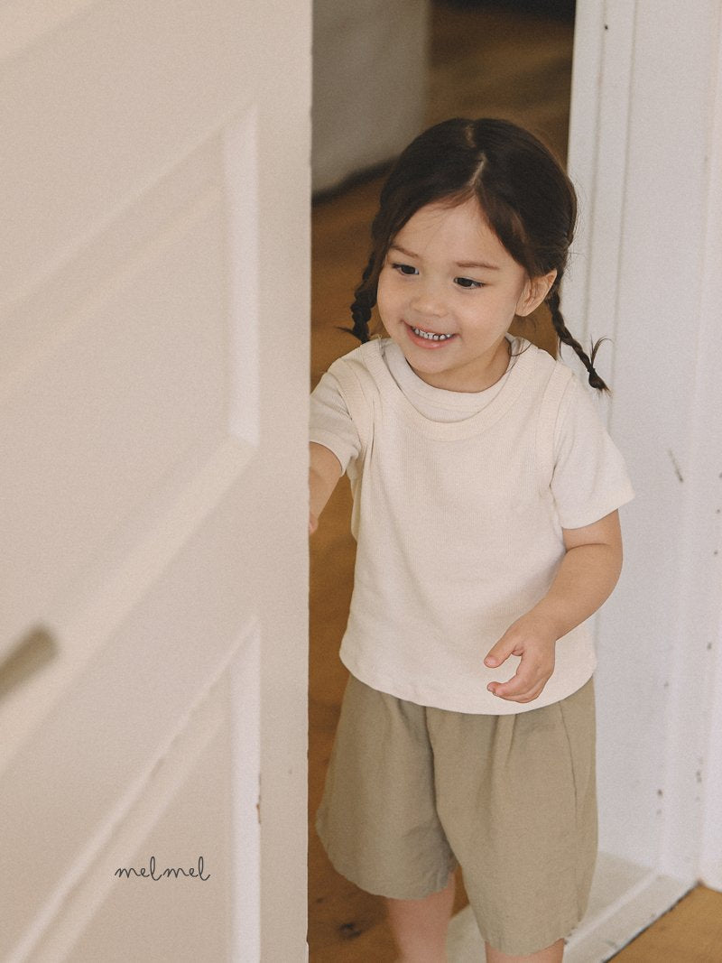 ［MELMEL］Linen half pants