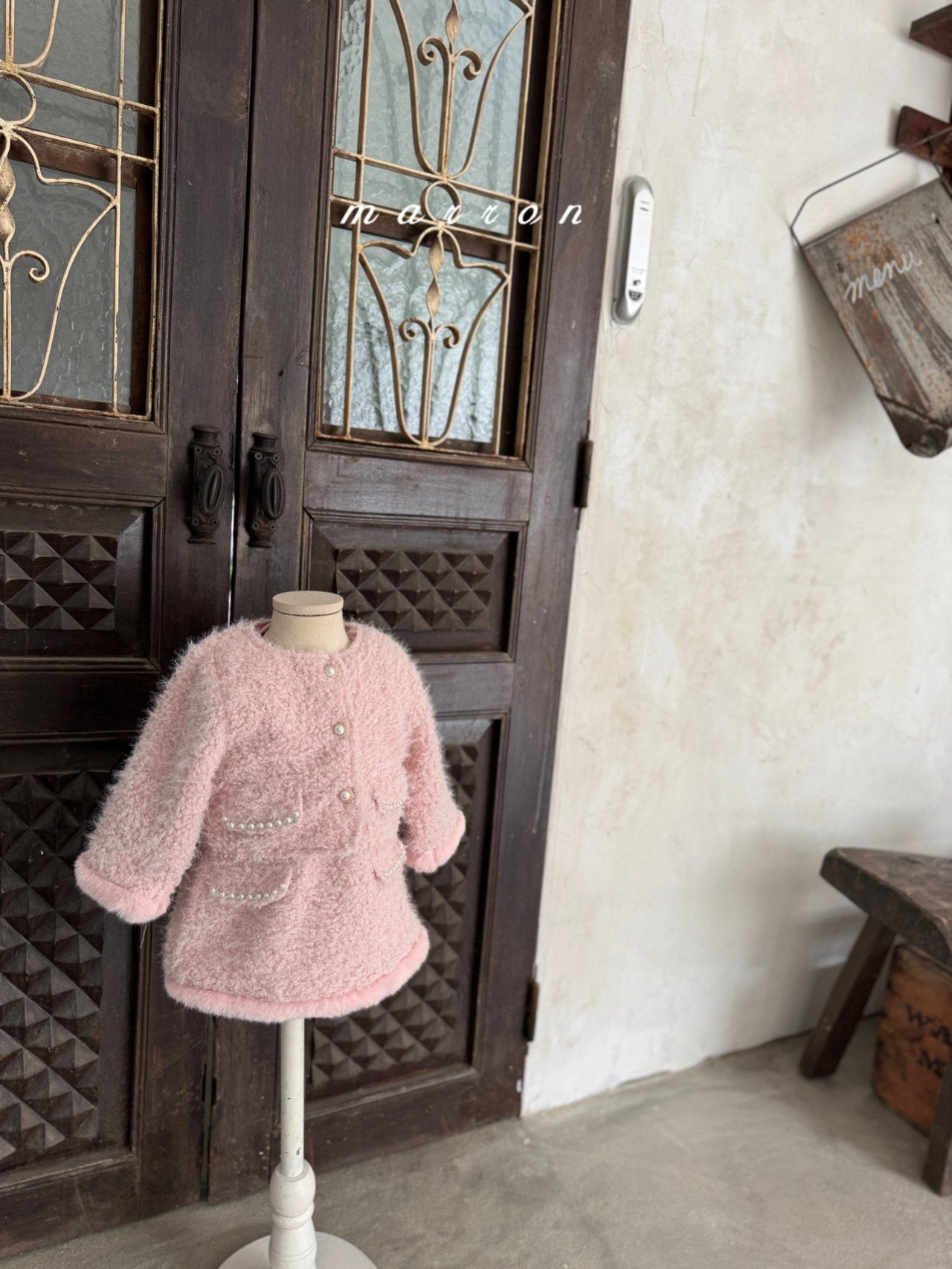 ［marron］Pearl pocket boa one-piece