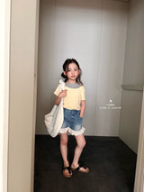 ［comma］Lace denim short pants