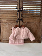 ［marron］Pearl pocket boa one-piece