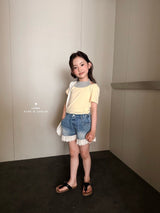 ［comma］Lace denim short pants