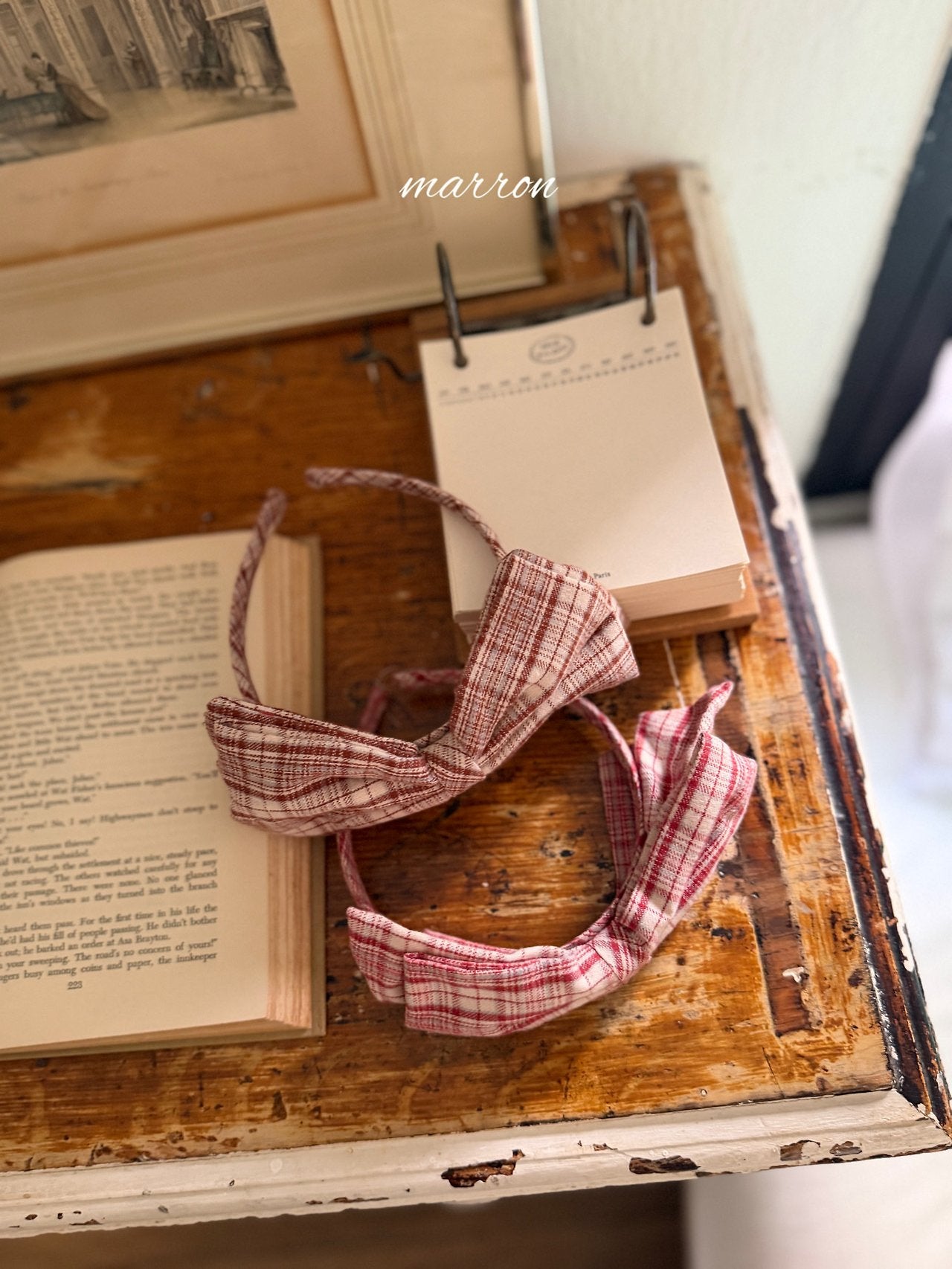 ［marron］Check ribbon headband