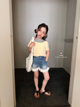 ［comma］Lace denim short pants