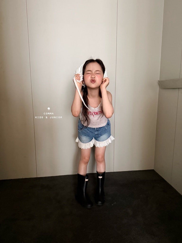 ［comma］Lace denim short pants