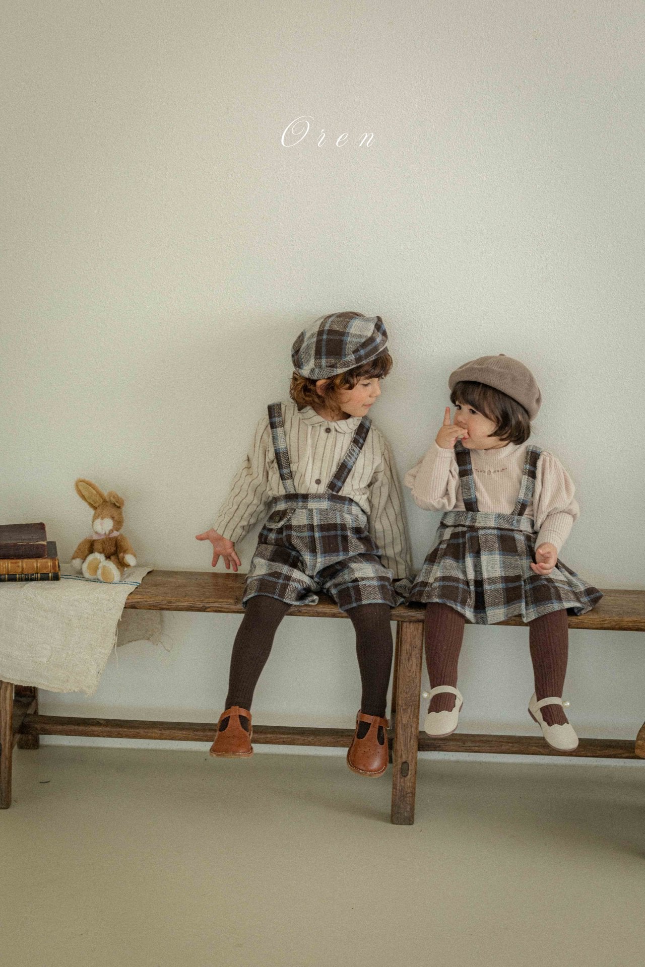 ［OREN］Brunel check suspender half pants