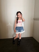 ［comma］Lace denim short pants