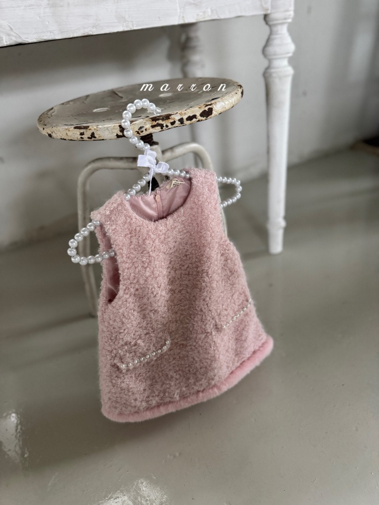 ［marron］Pearl pocket boa one-piece