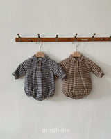 [monbebe] Check collar rompers