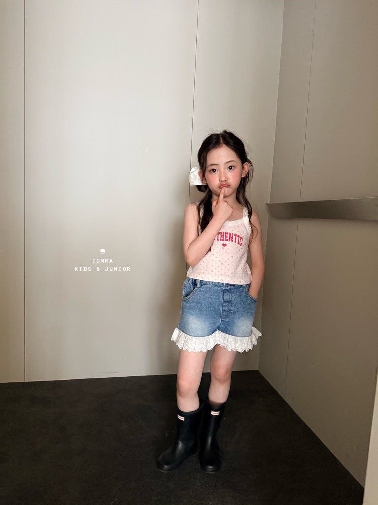 ［comma］Lace denim short pants