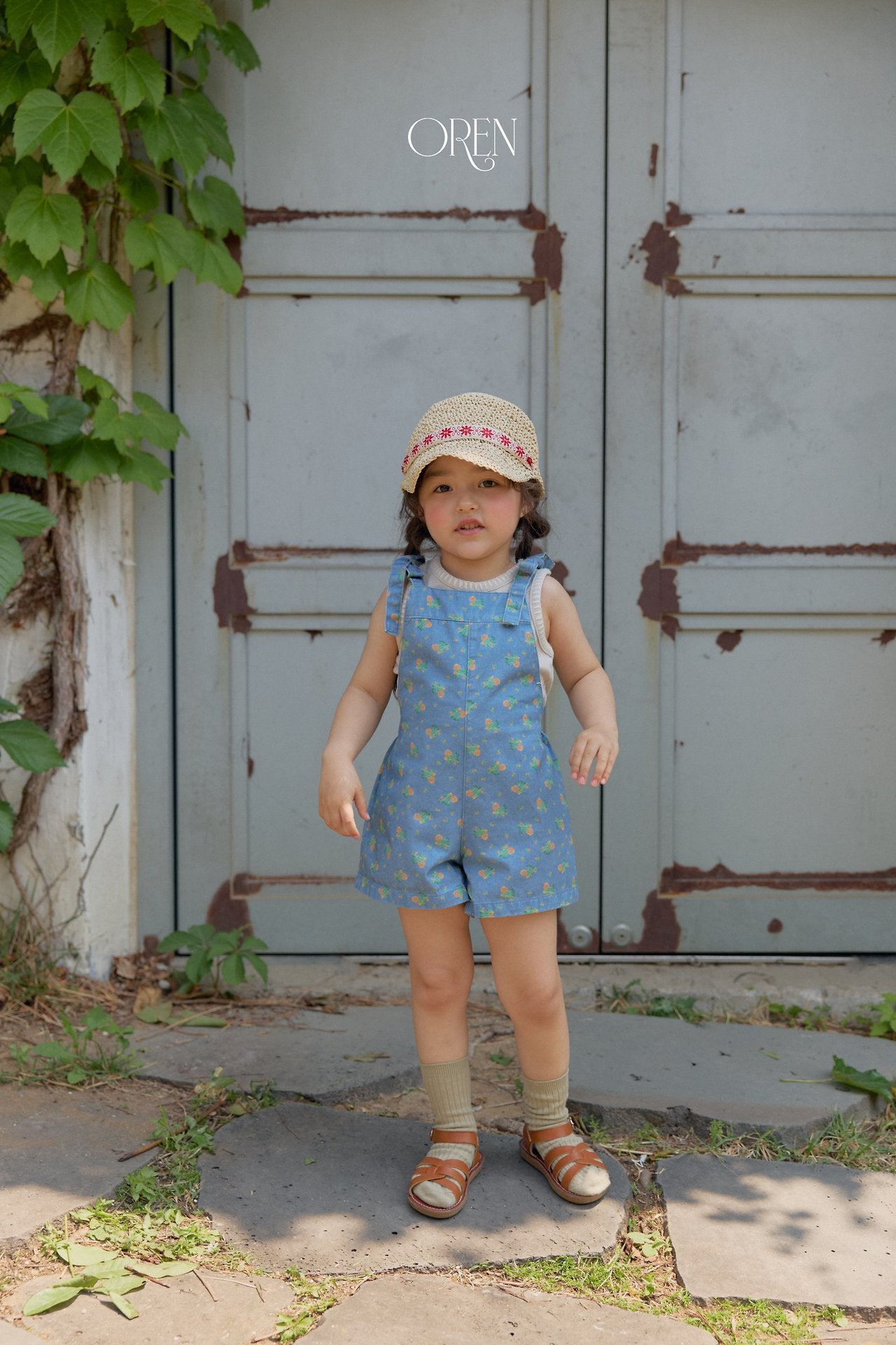 ［OREN］Camellia short overalls