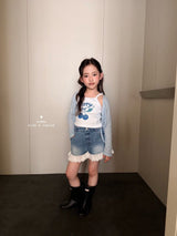［comma］Lace denim short pants