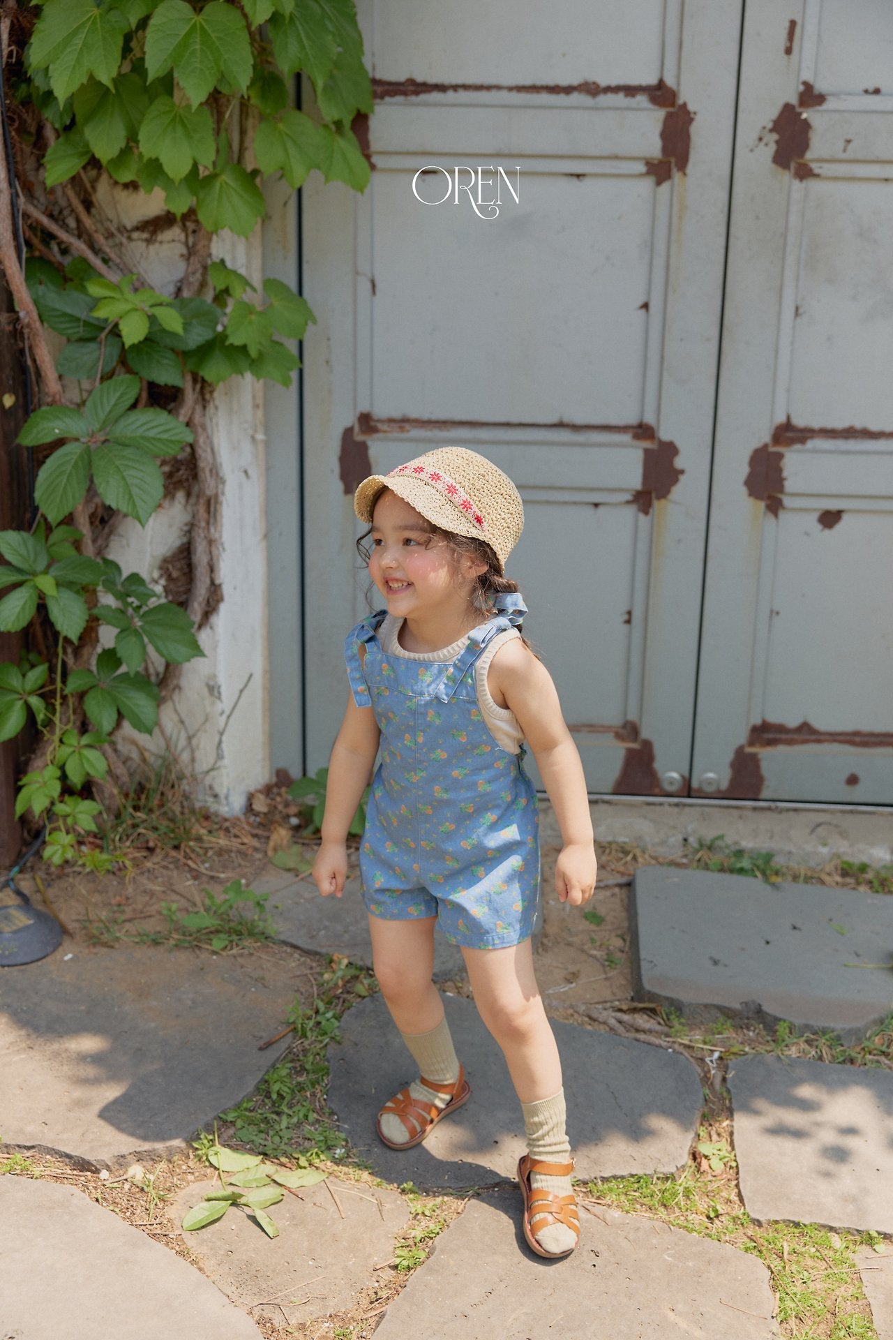 ［OREN］Camellia short overalls