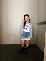 ［comma］Lace denim short pants