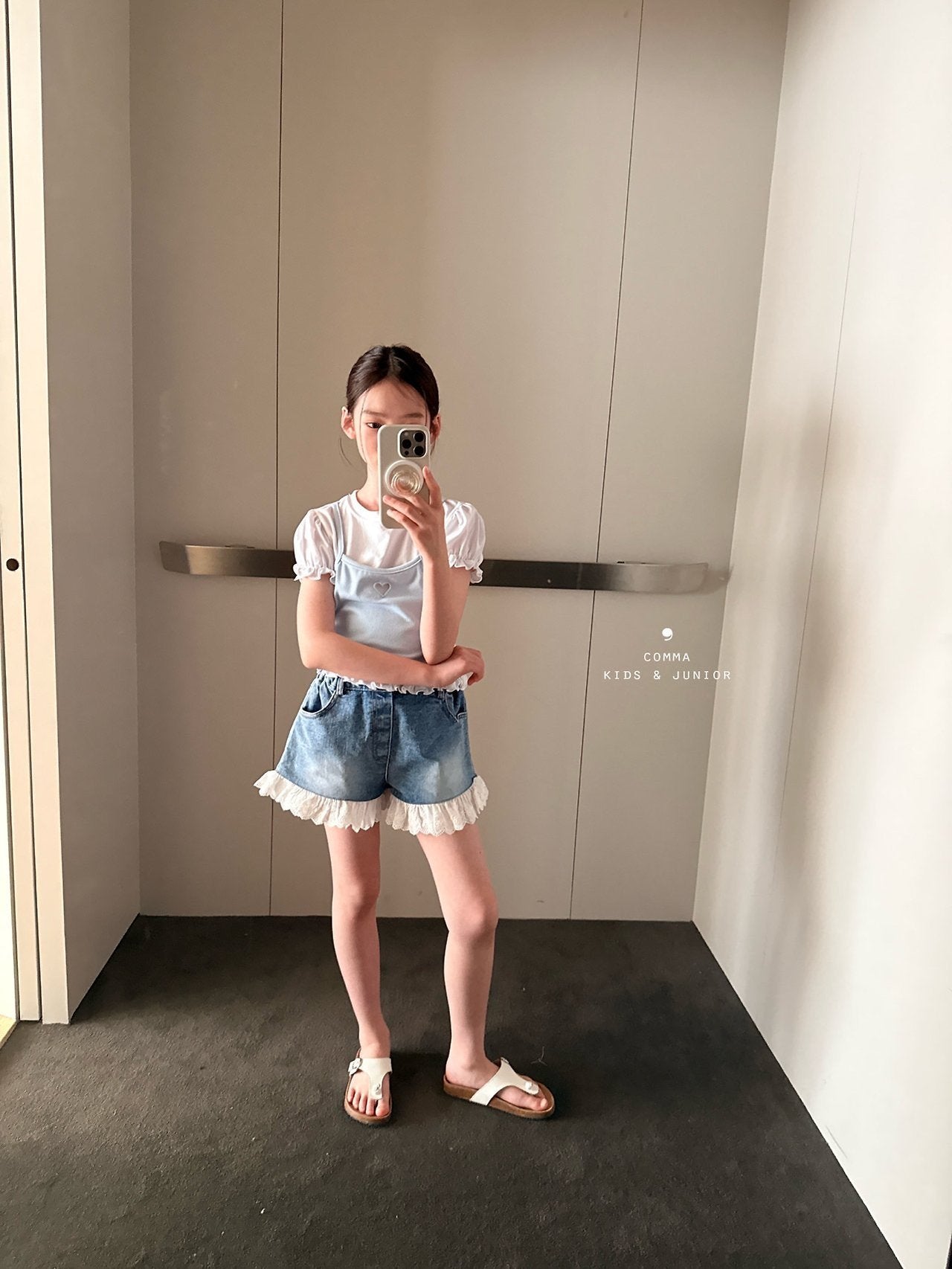 ［comma］Lace denim short pants