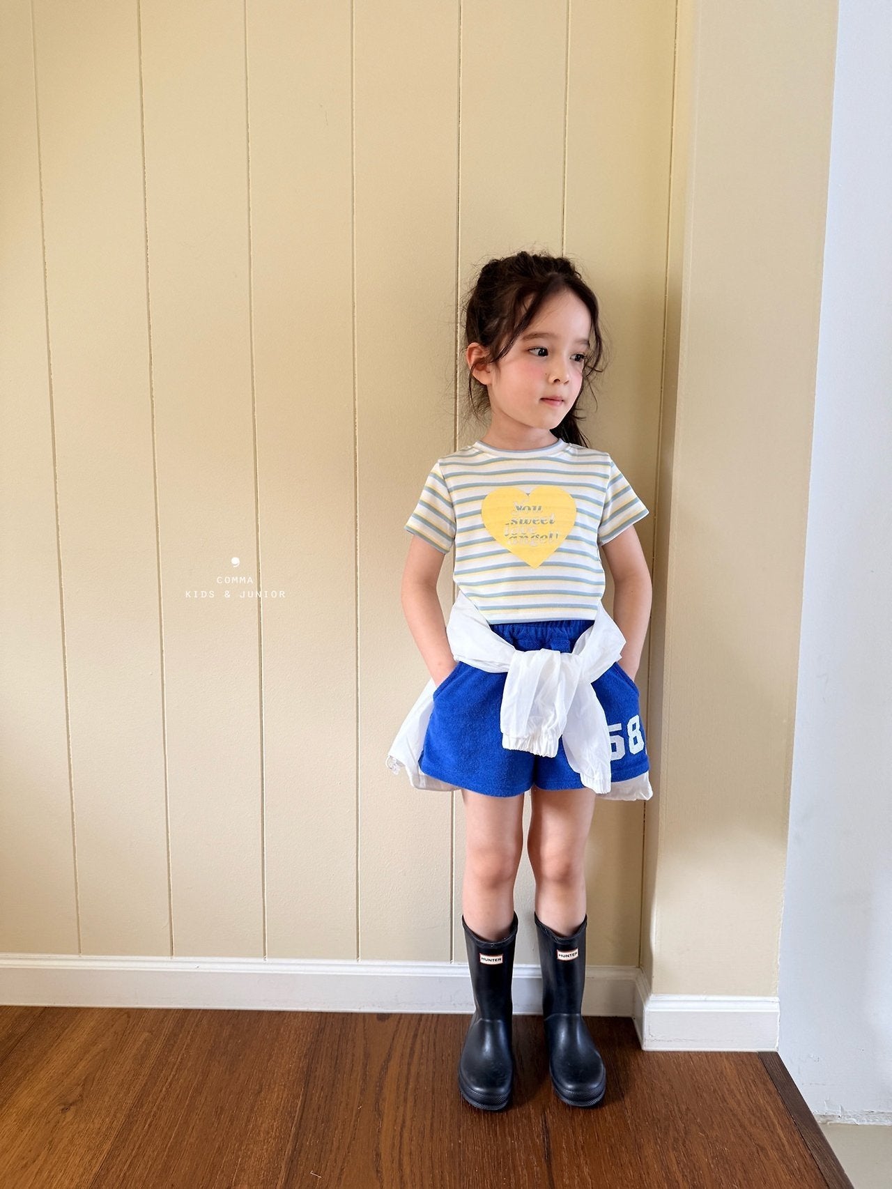 ［comma］Stripe heart tee
