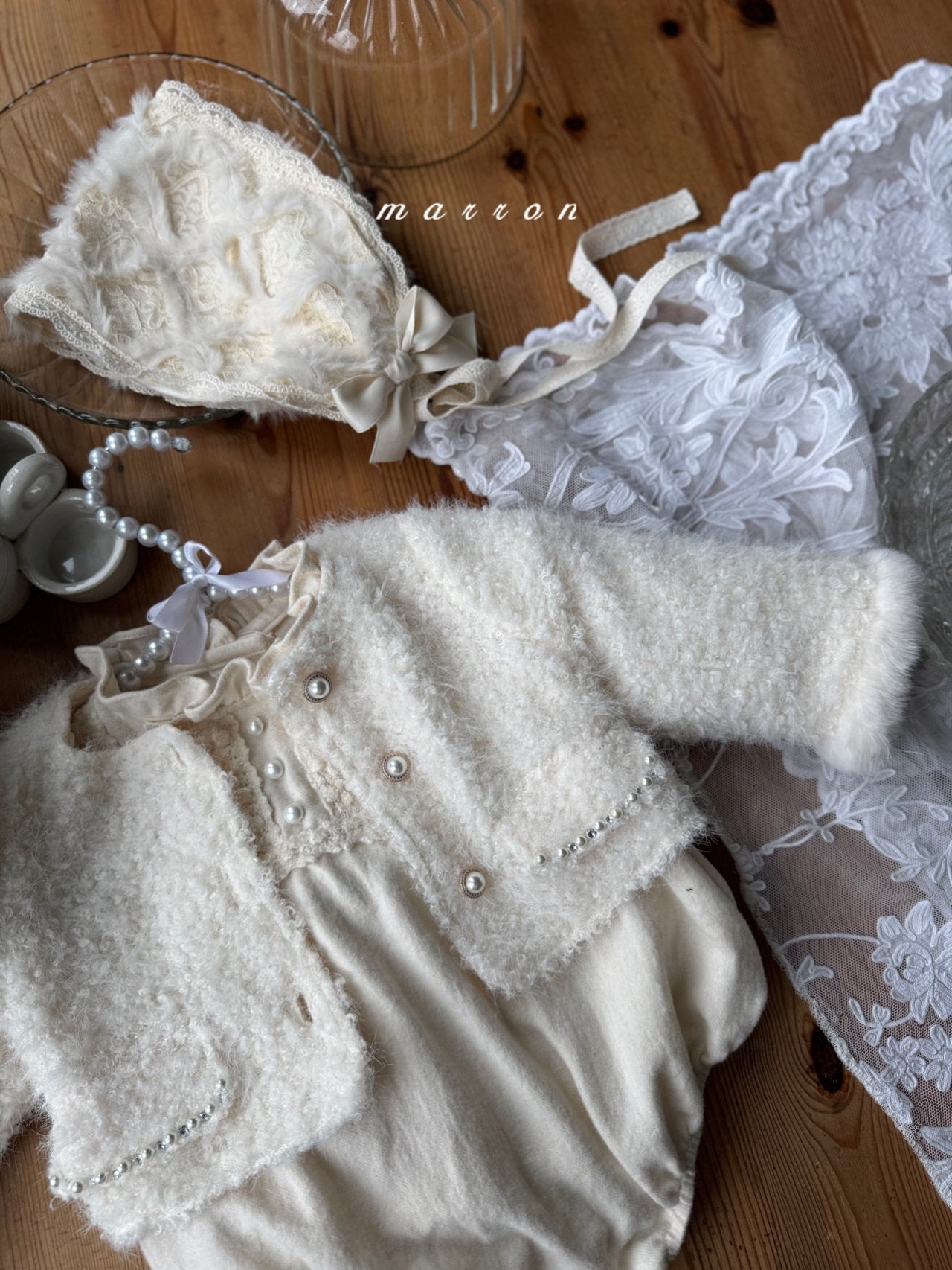 ［marron］Pearl boa jacket