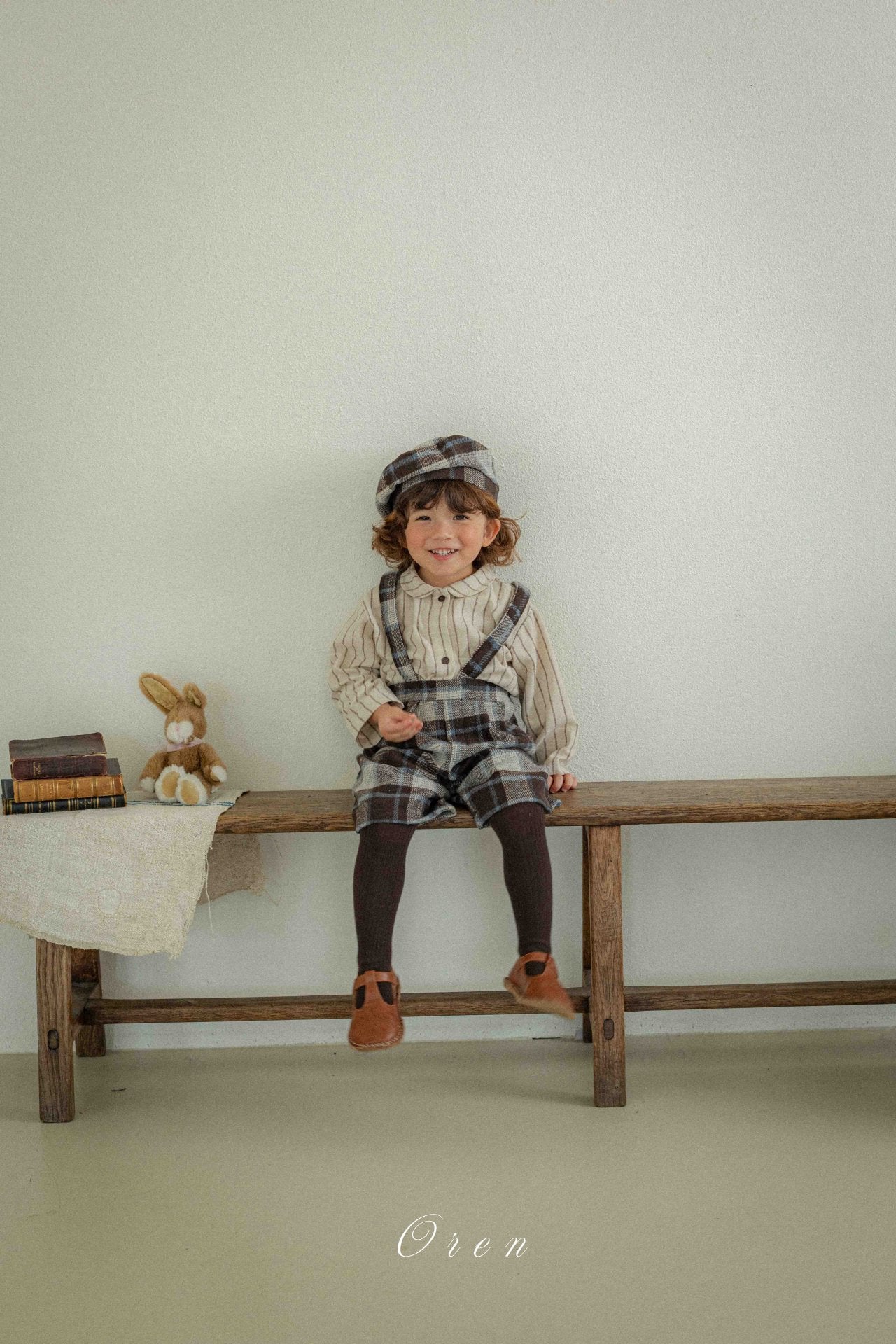 ［OREN］Brunel check suspender half pants