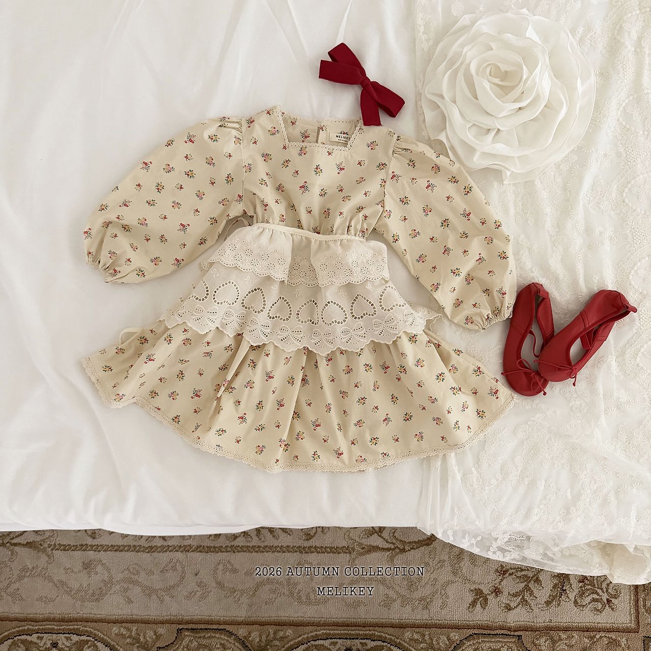 ［Melikey］Vintage flower one-piece