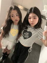 ［comma］Stripe heart tee