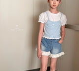 ［comma］Lace denim short pants