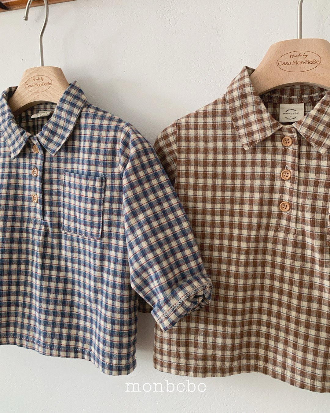 [monbebe] Check collar shirt