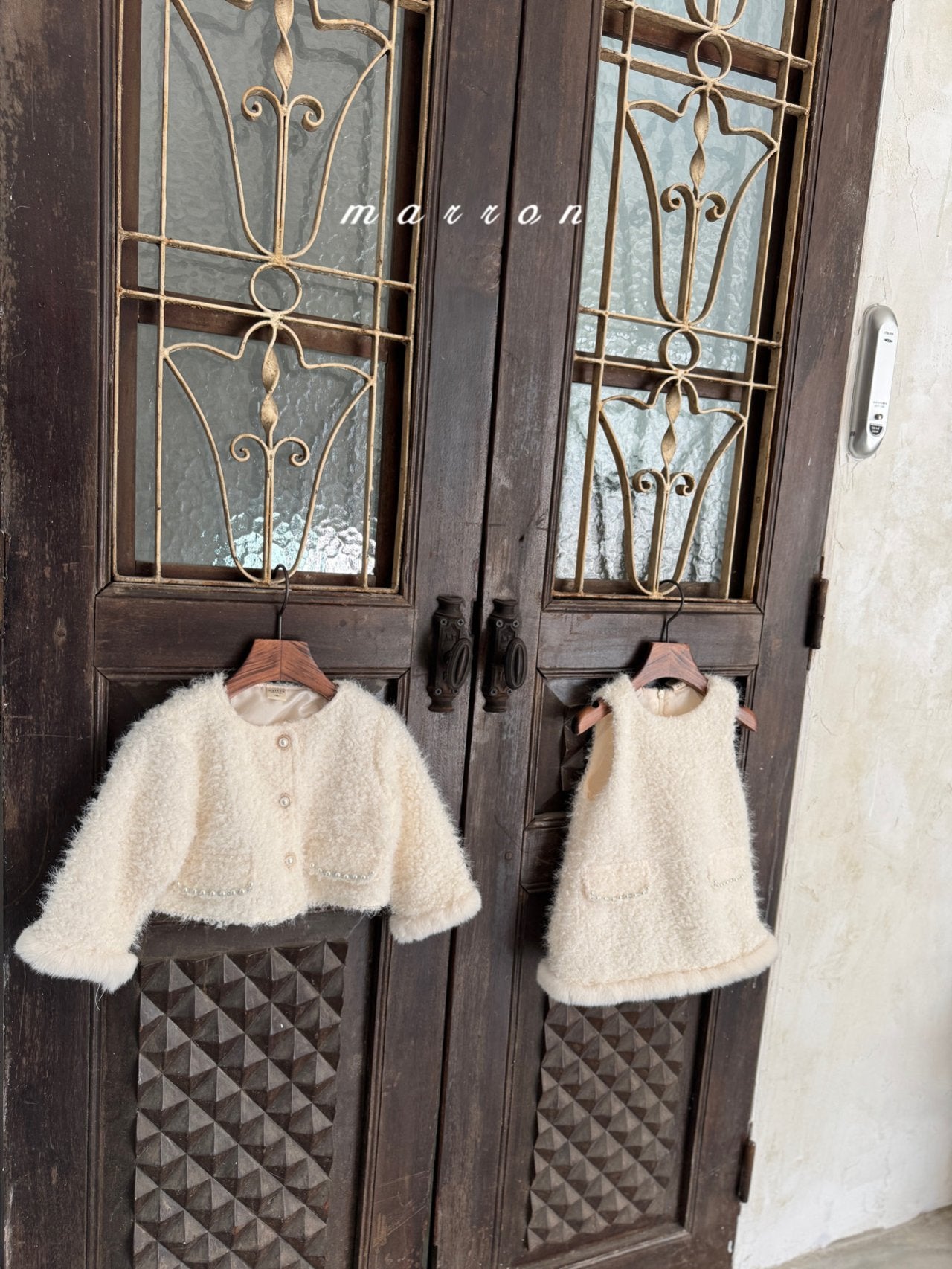 ［marron］Pearl boa jacket