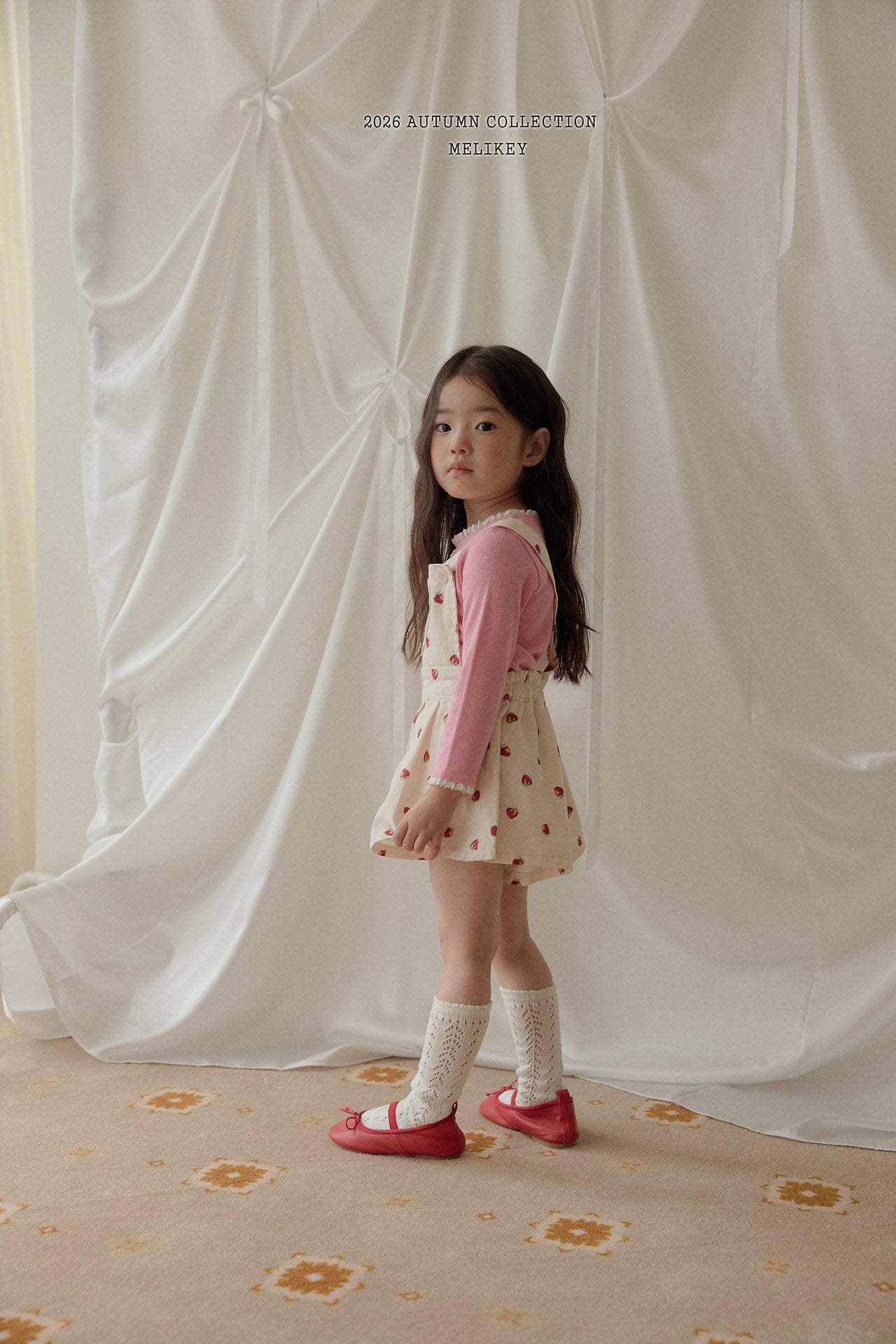 ［Melikey］Strawberry heart short salopette