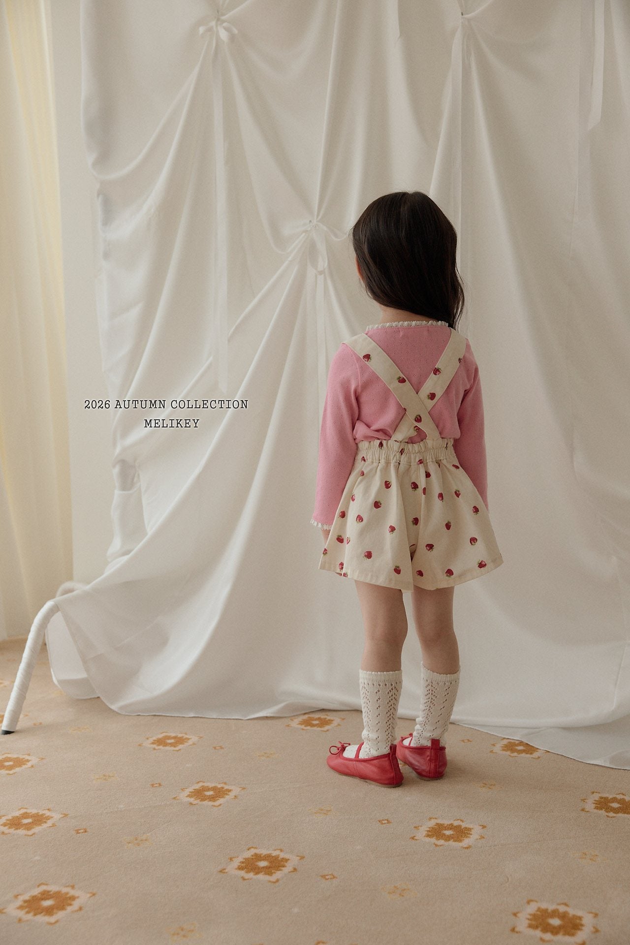 ［Melikey］Strawberry heart short salopette