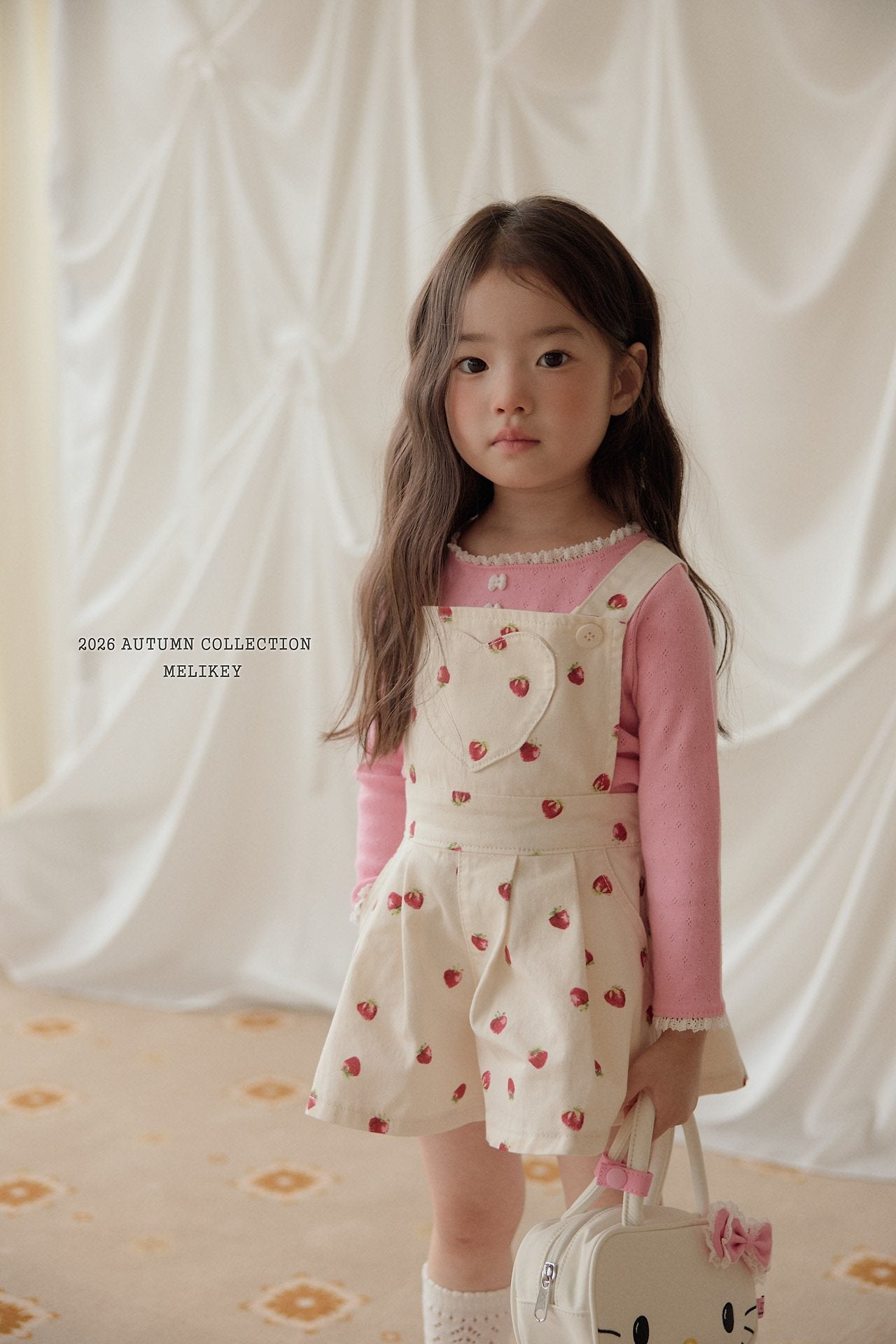 ［Melikey］Strawberry heart short salopette