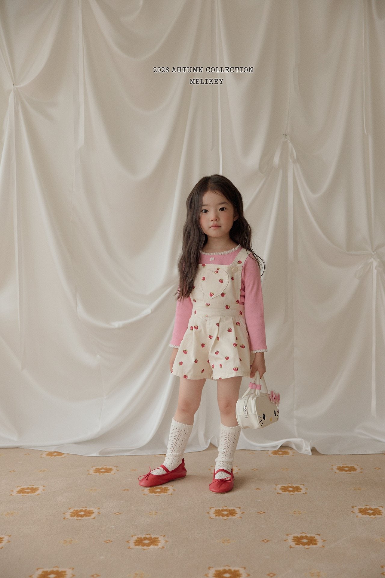 ［Melikey］Strawberry heart short salopette