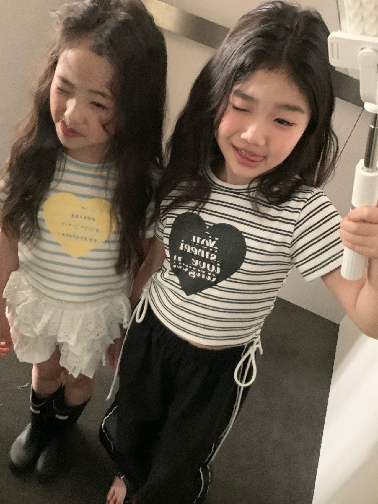 ［comma］Stripe heart tee
