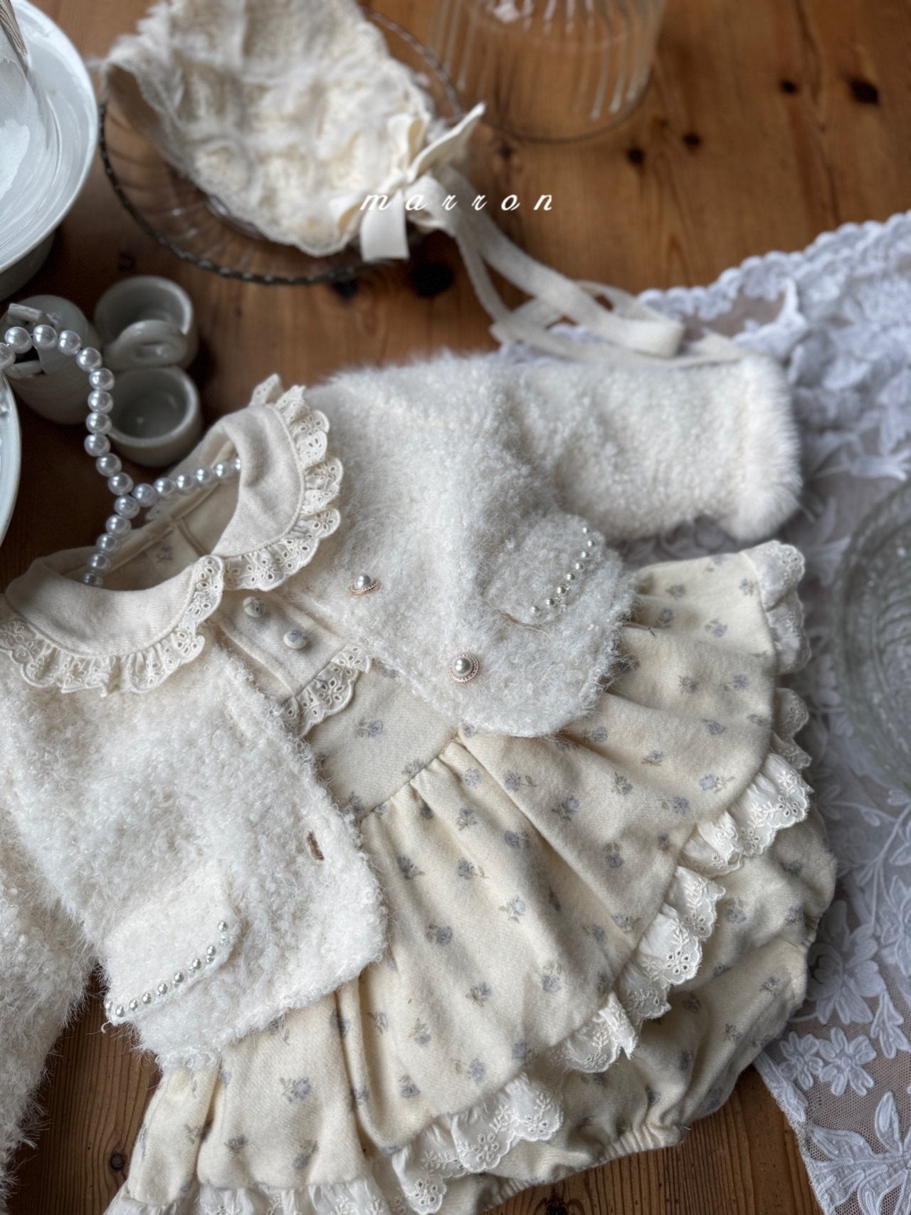 ［marron］Pearl boa jacket