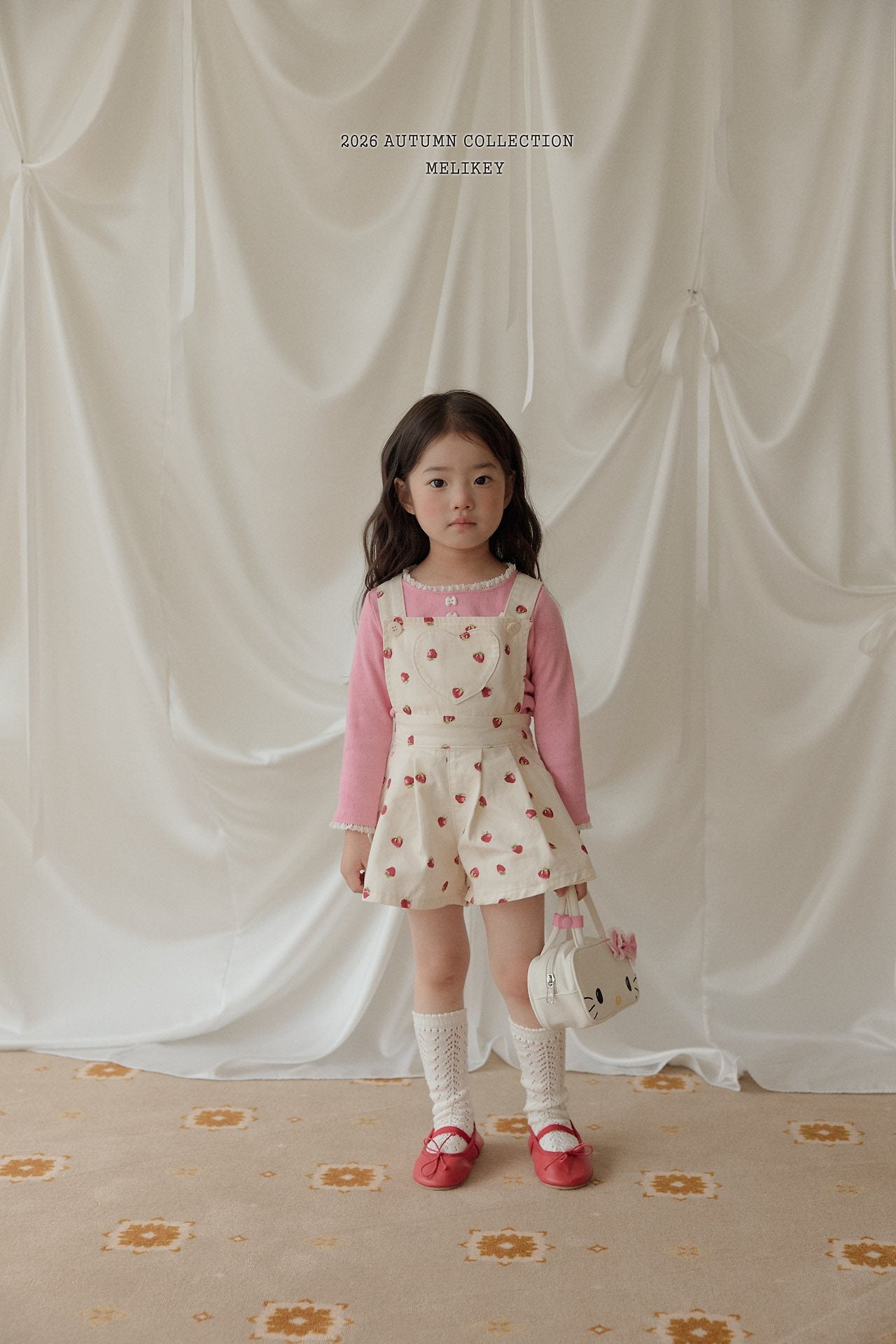 ［Melikey］Strawberry heart short salopette