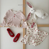 ［Melikey］Strawberry heart short salopette