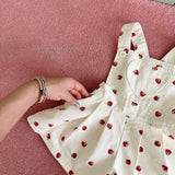 ［Melikey］Strawberry heart short salopette