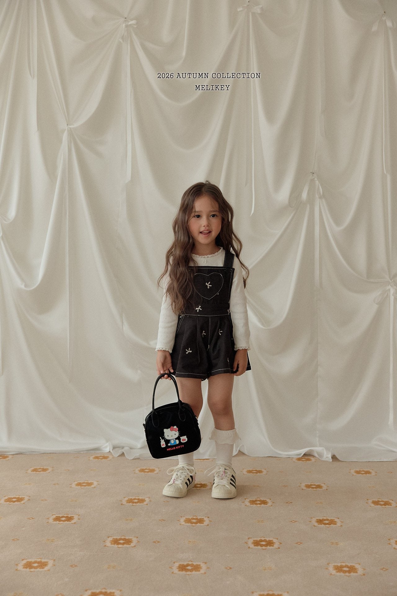 ［Melikey］Ribbon embroidery short salopette