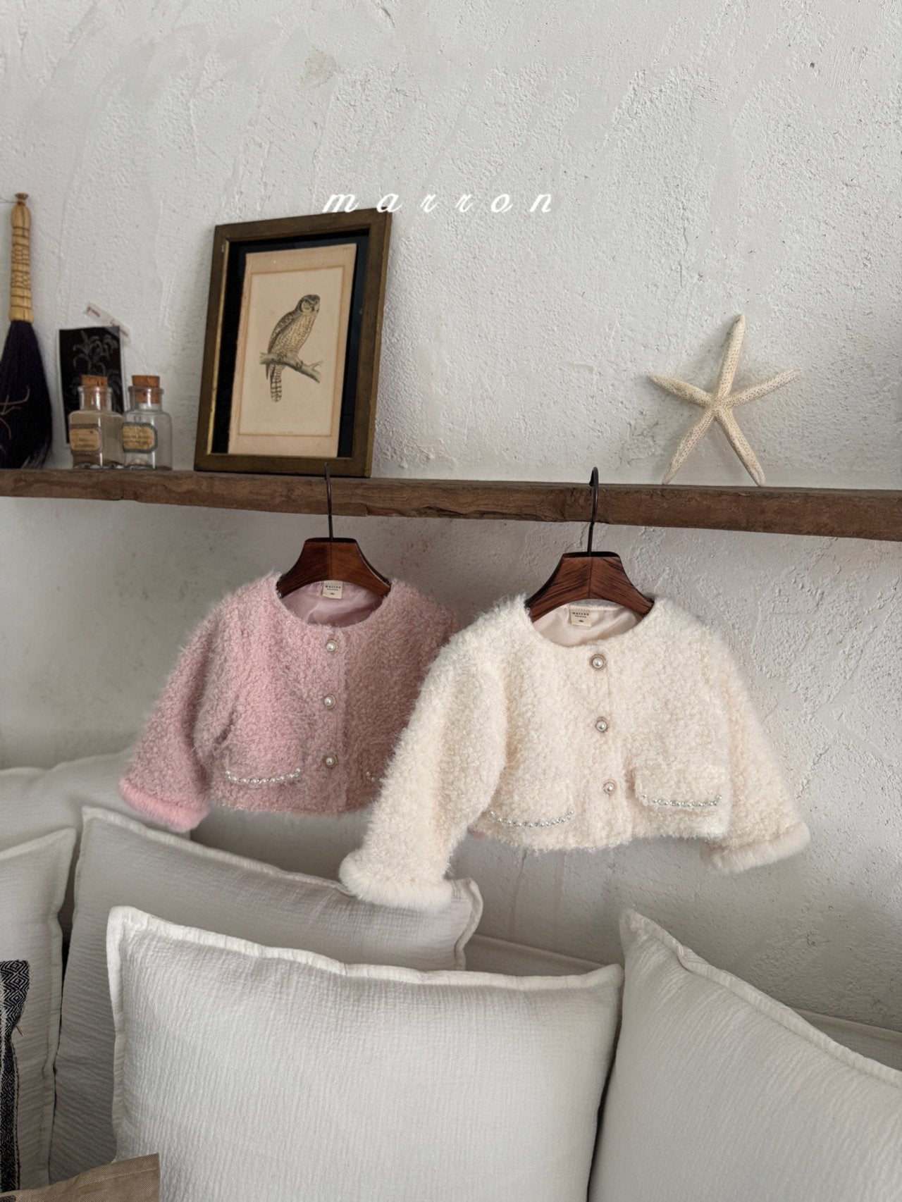 ［marron］Pearl boa jacket