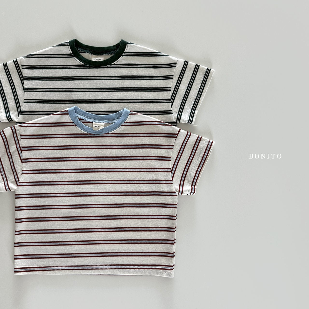 ［Bonito］Point neck stripe tee