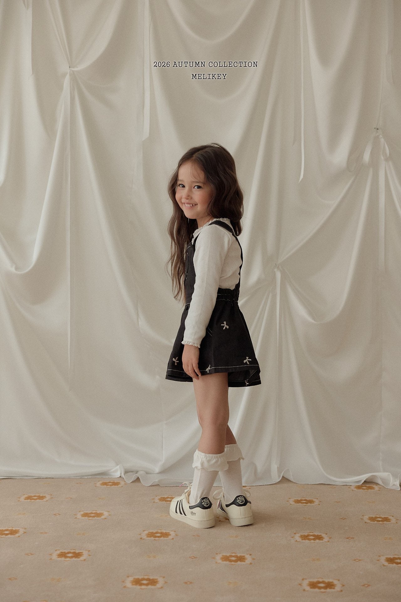 ［Melikey］Ribbon embroidery short salopette