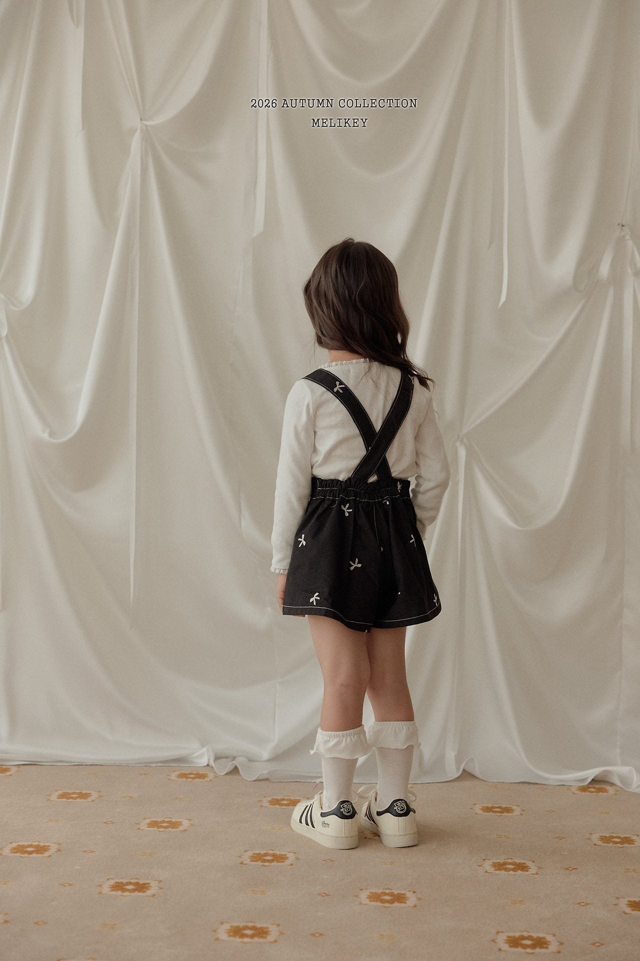 ［Melikey］Ribbon embroidery short salopette