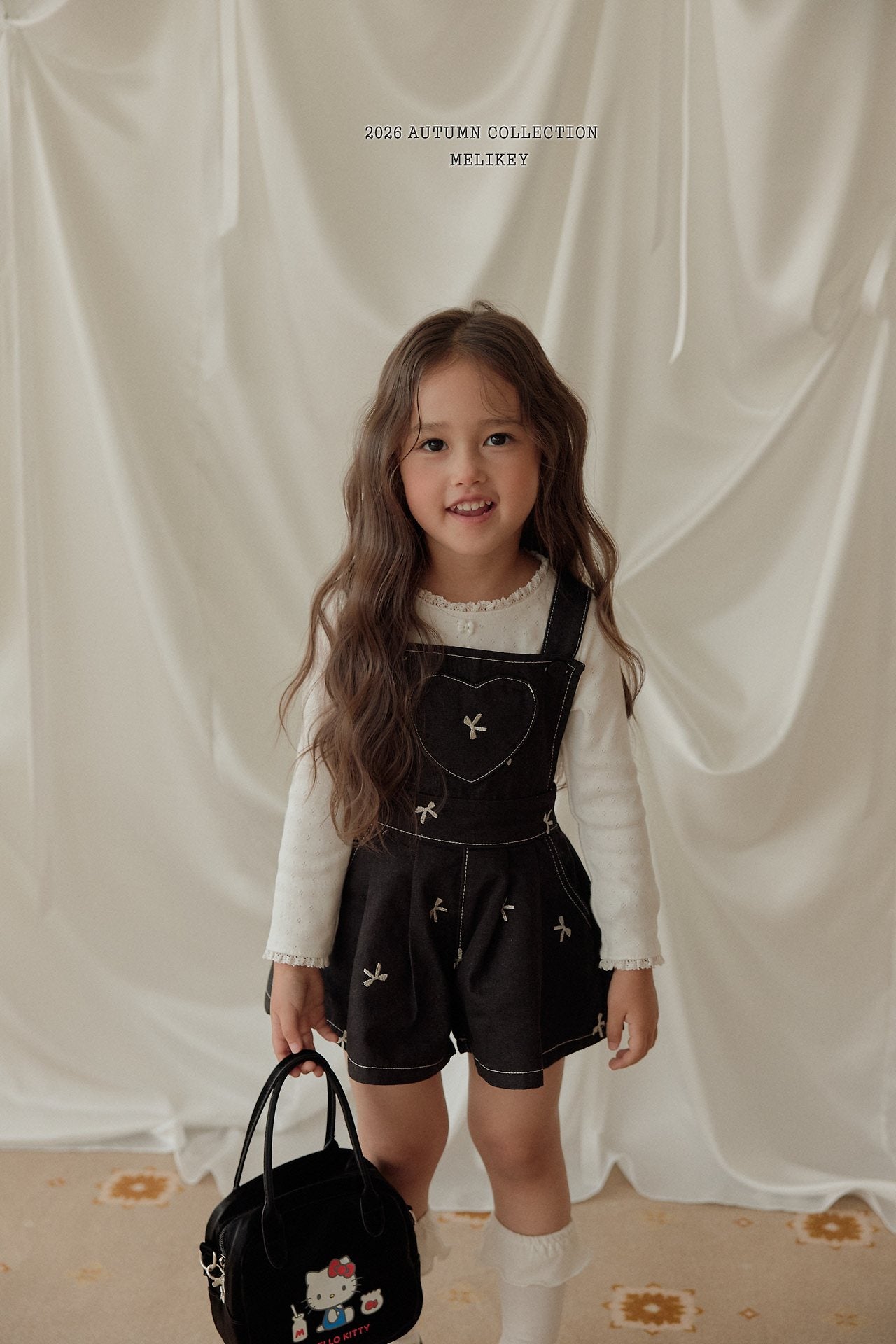 ［Melikey］Ribbon embroidery short salopette