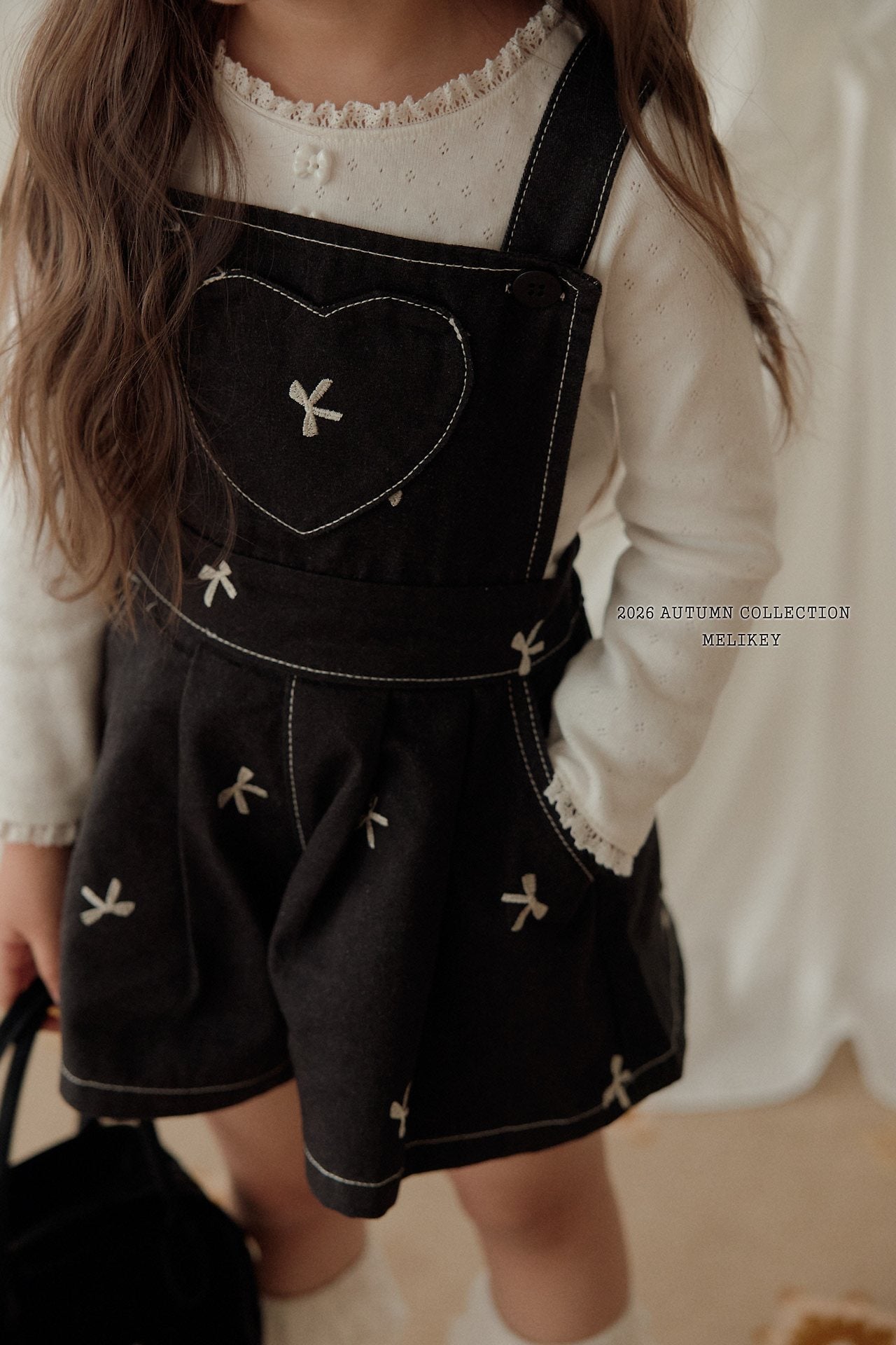 ［Melikey］Ribbon embroidery short salopette