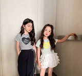 ［comma］Stripe heart tee
