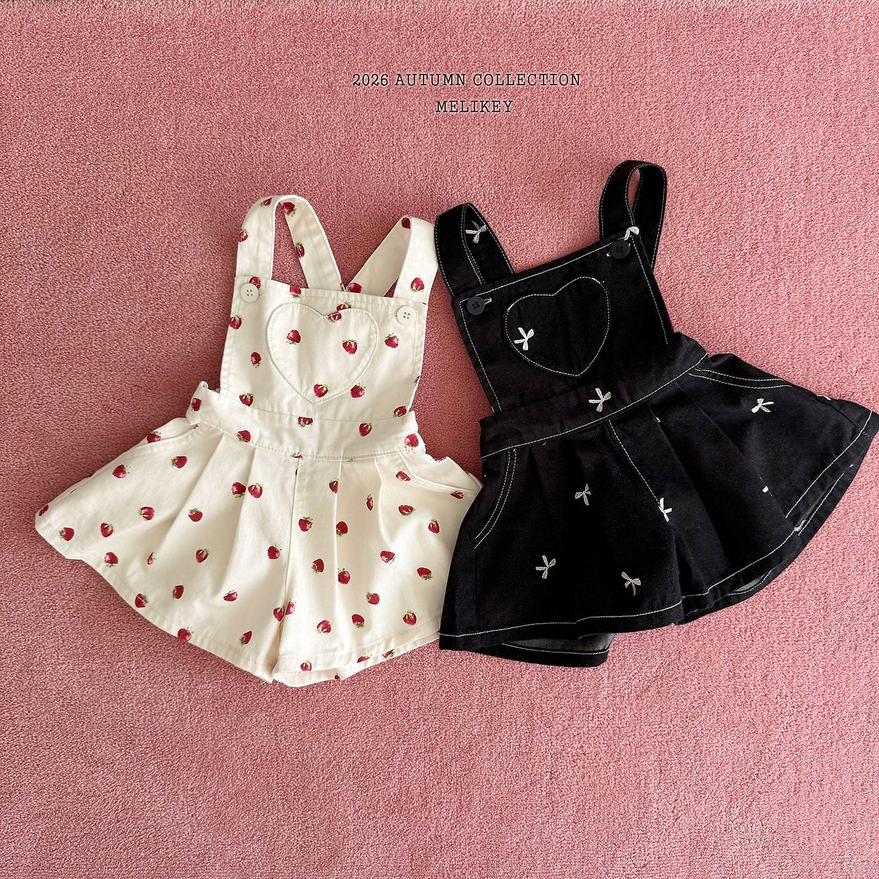 ［Melikey］Ribbon embroidery short salopette