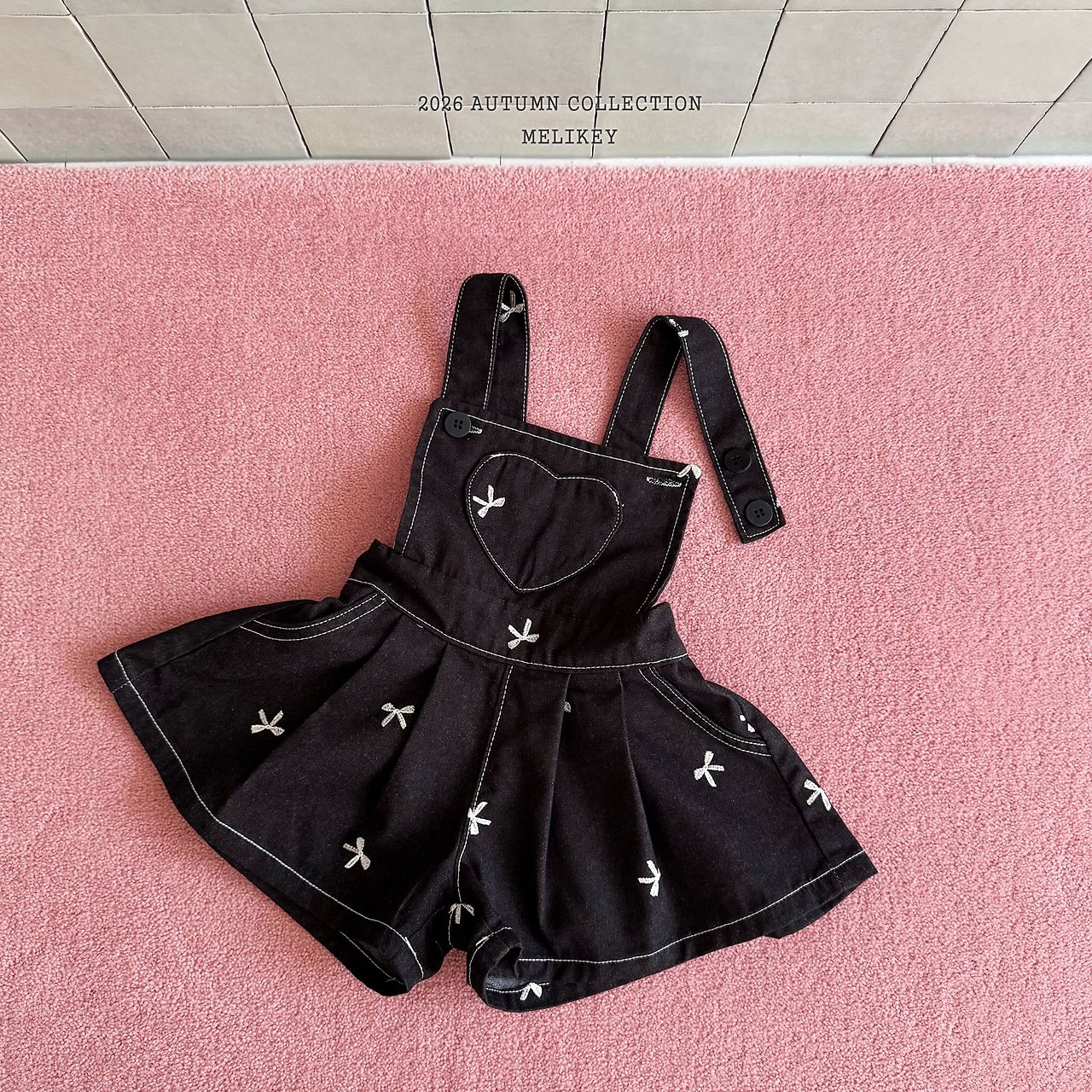 ［Melikey］Ribbon embroidery short salopette